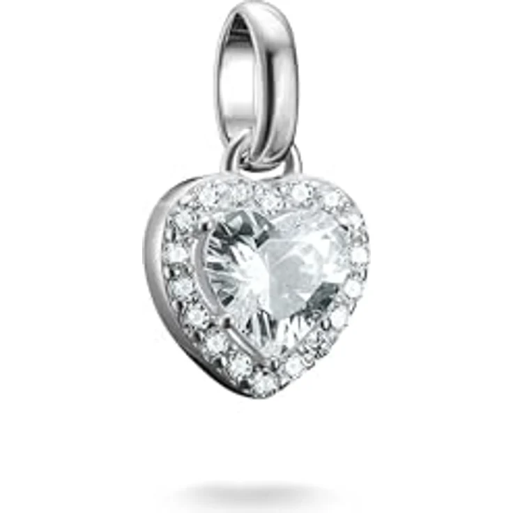 Thomas Sabo Charm Club Connect Charm-Anhänger Herz mit Steinen aus recyceltem 925 Silber, flexible Tragevarianten, CC1278-051-14 – Bild 1