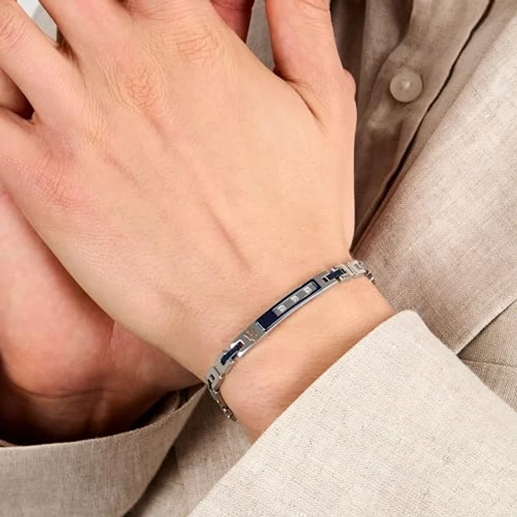 Maserati Herrenarmband DIAMONDS Kollektion, Edelstahl mit natürlichen Diamanten, 18+3,5 cm, Clipverschluss, Geschenkidee - JM125ATY22 – Bild 5