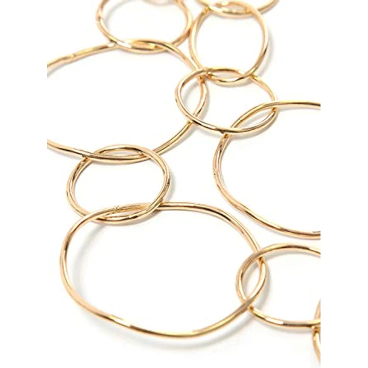 collezione alessandro Lange Kette Eliza, Damen-Halskette mit goldfarbigen Gliedern und verschiedenen Ringen, Länge ca. 99 cm mit seitlichem Karabinerverschluss – Bild 3