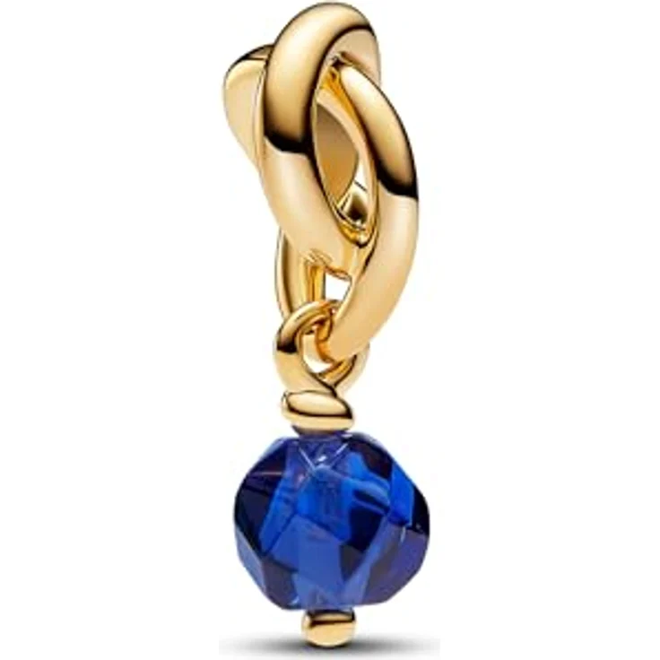 PANDORA Moments Facettierter wasserblauer Ewigkeitskreis Charm-Anhänger, Sterling Silber mit vergoldeter Metalllegierung und Kristall, kompatibel mit Moments Armbändern, 763462C09 – Bild 1