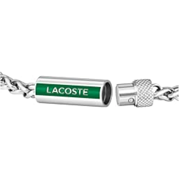 Lacoste Gliederarmband Herrenkollektion SPELT aus Edelstahl mit verstellbarem Magnetverschluss, 190-222 mm, grünes Logo – Bild 2