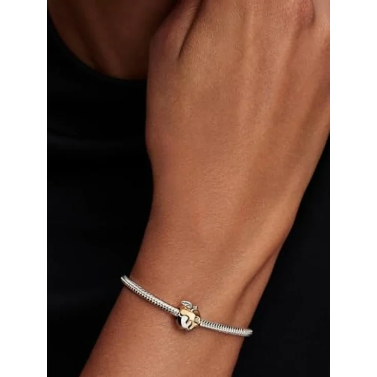 PANDORA Charm Disney Schneewittchen, vergifteter Apfel Anhänger aus 925 Sterling Silber mit 14 Karat Vergoldung und 0.012 ct Labor Diamant, kompatibel mit Moments, 764384C01 – Bild 4