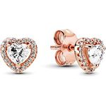 PANDORA ROSE Ohrringe "funkelndes Herz" 14 Karat rosévergoldet mit klaren Cubic Zirkonia