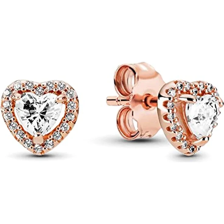 PANDORA ROSE Ohrringe "funkelndes Herz" 14 Karat rosévergoldet mit klaren Cubic Zirkonia – Bild 1