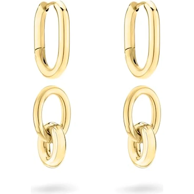 Liebeskind Berlin Creole LJ-1509-E-28, Damen-Ohrringe aus Edelstahl, IP Gold poliert, 3 cm mit Schanierverschluss – Bild 4
