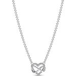 PANDORA Moments Funkelnde Unendlichkeits-Herz Collier-Halskette aus Sterling Silber mit Zirkonia, verstellbar auf 50cm, 392666C01-50