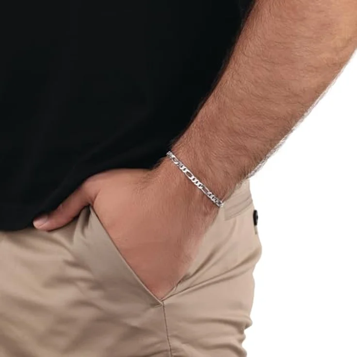 Amor Armband 925 Sterling Silber Herren Armkette, 19 cm, Karabinerverschluss, kommt in Schmuck Geschenk Box, 2017878 – Bild 4