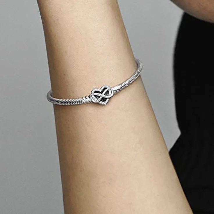 PANDORA Moments Armband aus Sterling-Silber mit Funkelndem Unendlichkeits-Herzverschluss, Zirkonia-Steinen, Größe: 21cm, kompatibel mit Moments Kollektion, 592645C01-21 – Bild 4