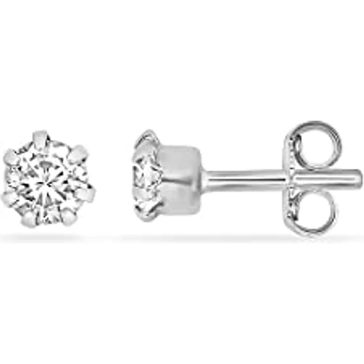FAVS Unisex-Ohrstecker 925er Silber mit 2 Zirkonia, klassisches Design, 0,4 cm – Bild 2