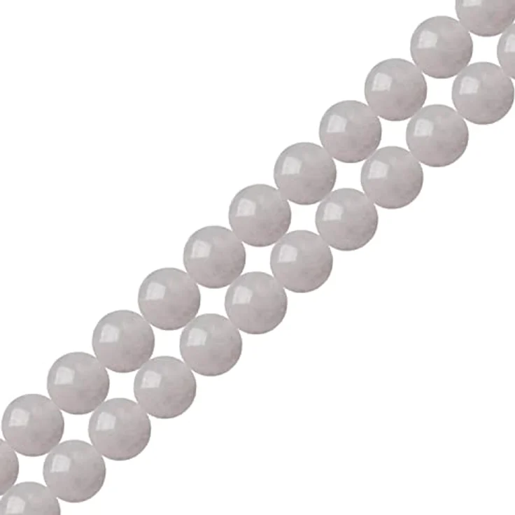 SKYBEADS Weiße Jade Halbedelsteine Perlen zum Auffädeln, Runde 10mm, Naturstein, 38cm Strang mit ca. 35 Stück – Bild 5