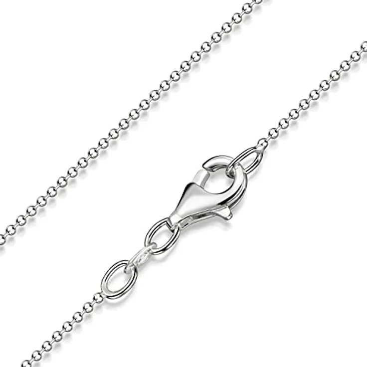 MATERIA Diamantierte Glitzer Kugelkette, 925 Silber Halskette 1,2mm, in 90 cm Länge, Damen Schmuck – Bild 1