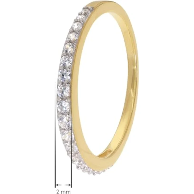 trendor Damenring Gold 333/8K mit Zirkonia, zeitloser Schmuckring für Frauen, Ringgröße 52/16,6, schmale Breite 2 mm, ideale Geschenkidee – Bild 4