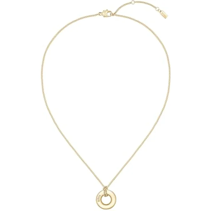 BOSS LIVE Halskette für Damen, Gelbgold mit Charm und BOSS-Logo, 457 mm + 50 mm Verlängerung – Bild 1