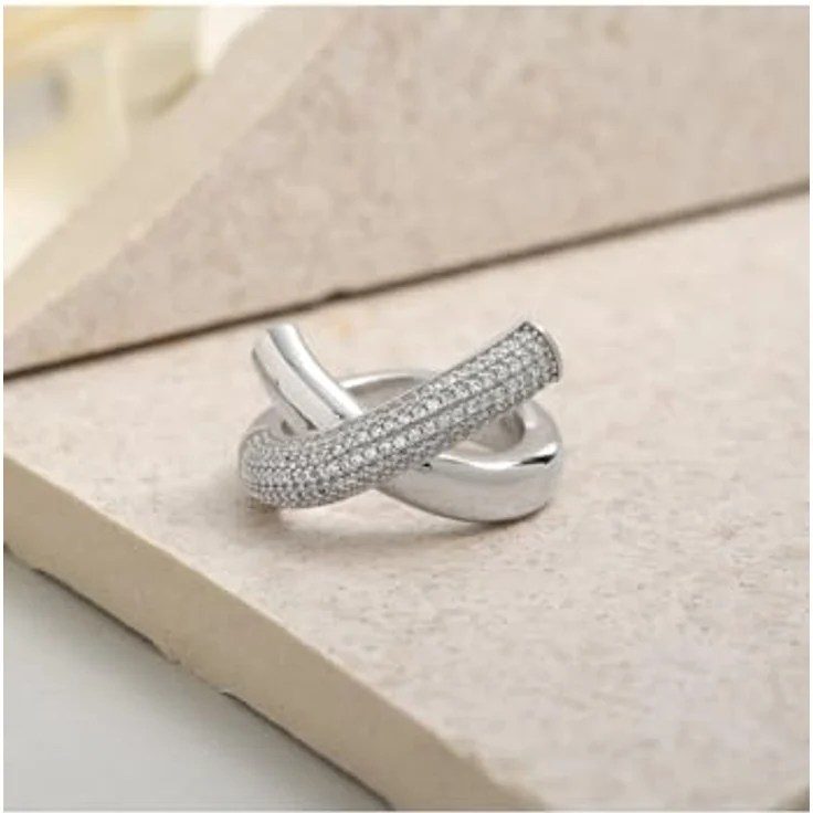 JETTE Damenring 925er Silber mit 140 Zirkonia, Ringgröße 57, Silber – Bild 2