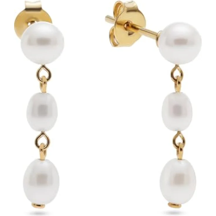 CHRIST Damen-Ohrstecker 585er Gelbgold mit weißen Süßwasserperlen, klassisches Design – Bild 1