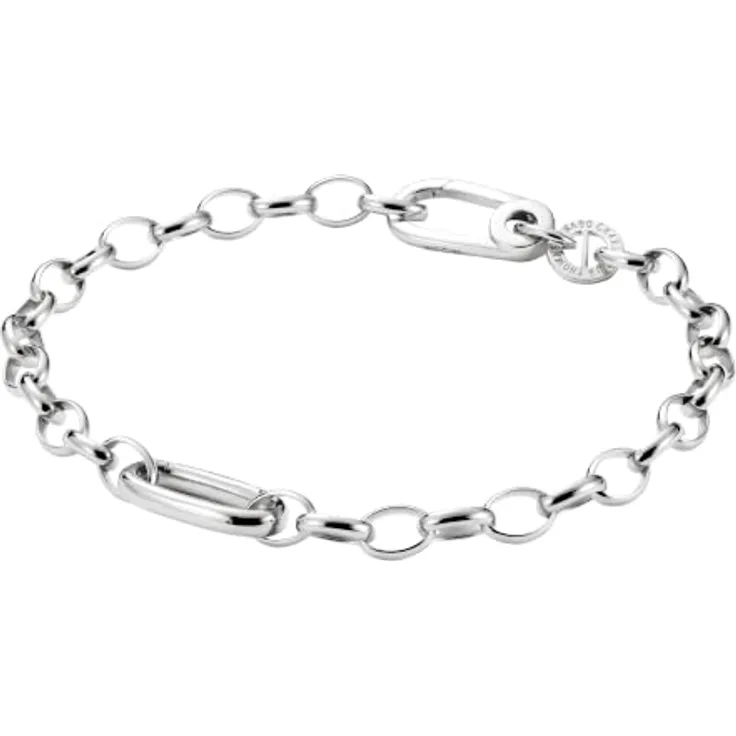 THOMAS SABO Damen Charm-Armband Connect, silberfarben mit Karabinerverschluss und Ankerkette, C1202-M02-21-L17