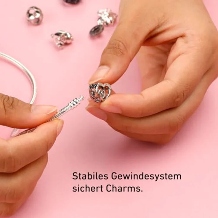 APUUESN Glitzernder Krone Charms Anhänger, 16CM Damen Armband aus Sterling Silber S925, mit Charme-Verschluss und Schlangenkette, ideal als Geschenk für Frauen zum Geburtstag – Bild 5