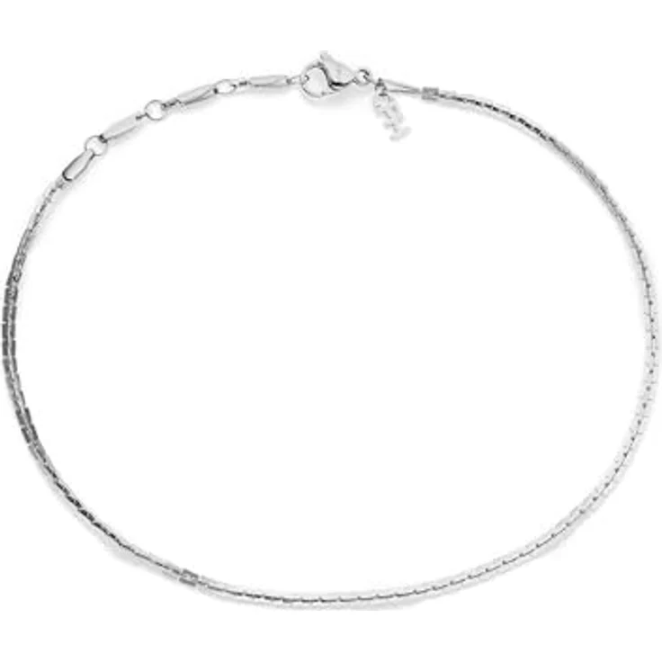 Copenhagen Studios Damen-Fußkette aus Edelstahl, 27 cm, Silber mit Karabinerverschluss und CPH-Logo-Anhänger – Bild 1