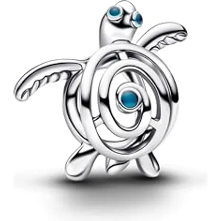 PANDORA Moments Offen gearbeitete Muschel Charm, Sterling-Silber mit türkisfarbenen Augen, Kompatibel mit Moments, 794697C01