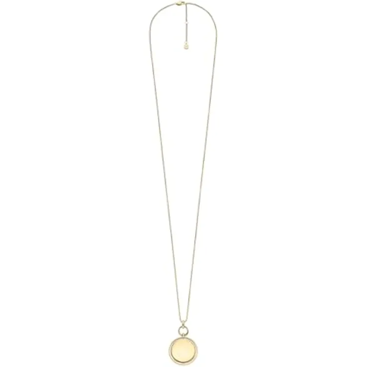 Fossil Goldfarbene Edelstahlkette mit Karabinerverschluss, Runde Halskette mit Anhängern, poliertes Finish