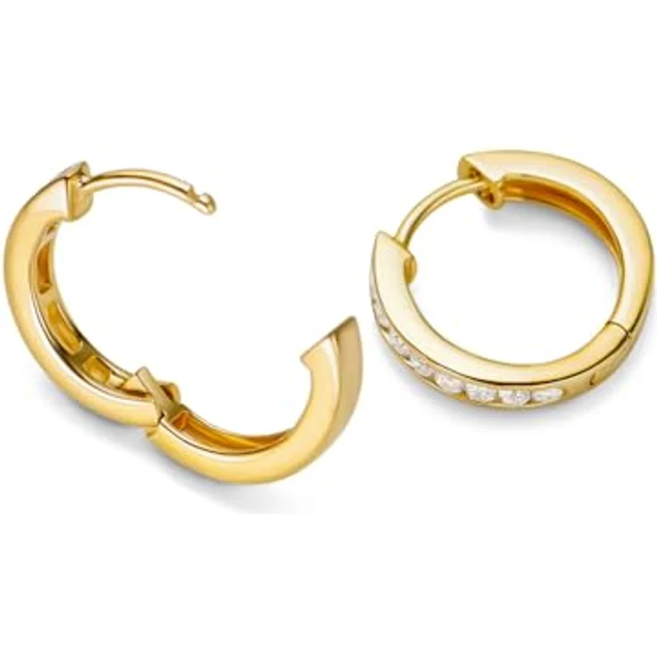 MIORE Creolen Damenohrringe Silber 925, 18 Karat vergoldet, 16mm mit Zirkonia, hypoallergen, in Schmuckbox – Bild 4
