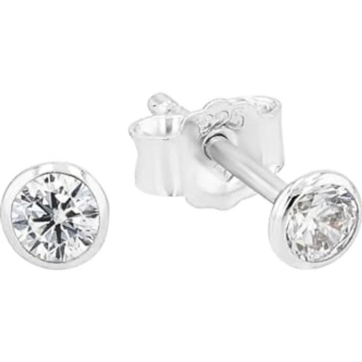 Amor Paar Ohrstecker, 925er Sterling Silber mit rhodiniertem Finish und weißem Zirkonia (synth)