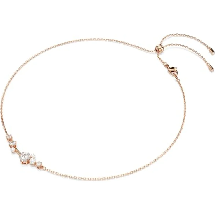 Swarovski Constella 5729504 Kristall Perlenkette, 38-48 cm, Roségold-Ton, weiß mit Zirkonia und Schiebekugelverschluss – Bild 2