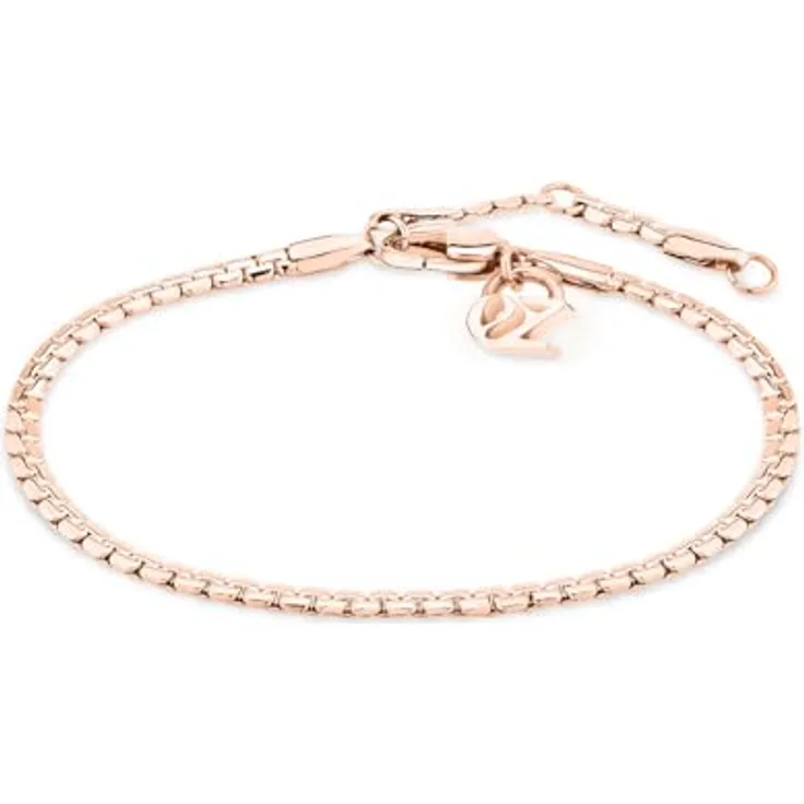 Echtzeit Armband The Y-Sleek, verstellbares Edelstahl-Armband mit 14 Karat Vergoldung, 21 cm, roségold, wasserfest & hautfreundlich, Geschenk für Damen