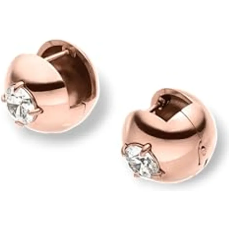 Purelei Resonance Glow Ohrringe – Trendige Kugel-Creolen mit 7 mm weißem Zirkonia, Edelstahl 18K rosévergoldet, 15,5 mm für Damen