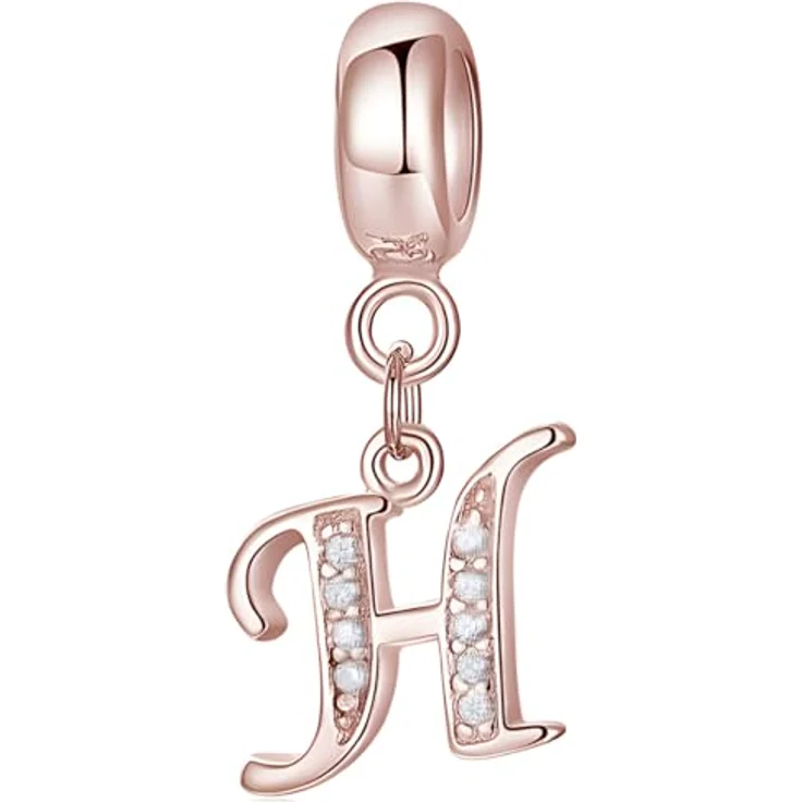 XWN Buchstabe Charm Anhänger Alphabet A-Z aus 925 Sterling Silber mit kubischem Zirkon, kompatibel mit Pandora Armbändern und Halsketten – Bild 1