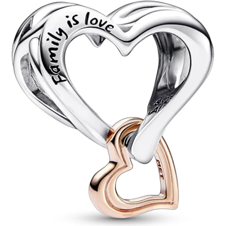 Pandora Charm-Armband Damen Starter-Set mit silbernem Unendlichkeitsherz und roségold plattiertem Herz-Bead, 925 Silber – Bild 2