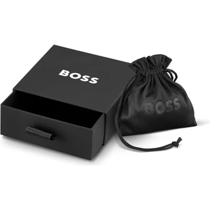 BOSS Jewelry KASSY EMBLEM Herren-Gliederarmband aus Edelstahl mit schwarzer Emaille-Platte, 190 mm Länge, Faltverschluss – Bild 5