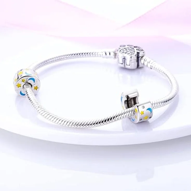 TINSLO Charm Anhänger Damen 925 Sterling Silber mit Zirkonia-Steinen, kompatibel mit Pandora Armbändern und Halsketten – Bild 2