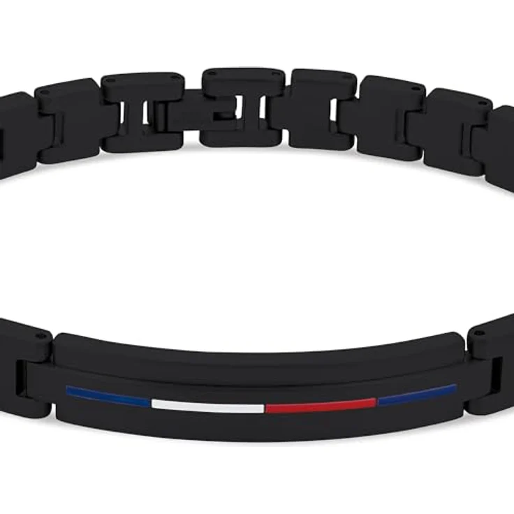 Tommy Hilfiger Jewelry Herren-Armband aus Edelstahl mit Knebelverschluss, poliertes Schwarz, verstellbar 18,5 - 20 cm, mit Tommy Hilfiger-Flaggenlogo – Bild 2