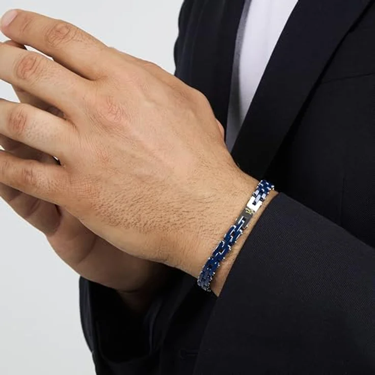 Maserati Herren-Armband Ceramic, Stahl und blaue Keramik, 18 + 3,5 cm, mit Klickverschluss, Geschenkidee für Herren – Bild 5