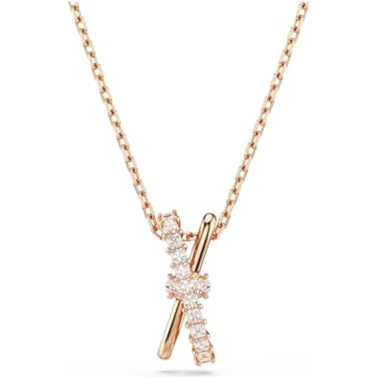 Swarovski Hyperbola-Anhänger 5689788, Kettenanhänger mit Zirkonia in roségoldfarbenem Design, 38-45 cm verstellbar, weißer Knoten – Bild 1