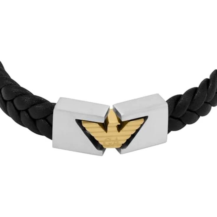 Emporio Armani Herren Zweifarbiges Kunststoffarmband EGS3253040, schwarzes Polyurethan mit mattem Finish, sicherer Faltverschluss, Länge 19,5 + 1,5 cm, Breite 27 mm, Höhe 12 mm – Bild 3