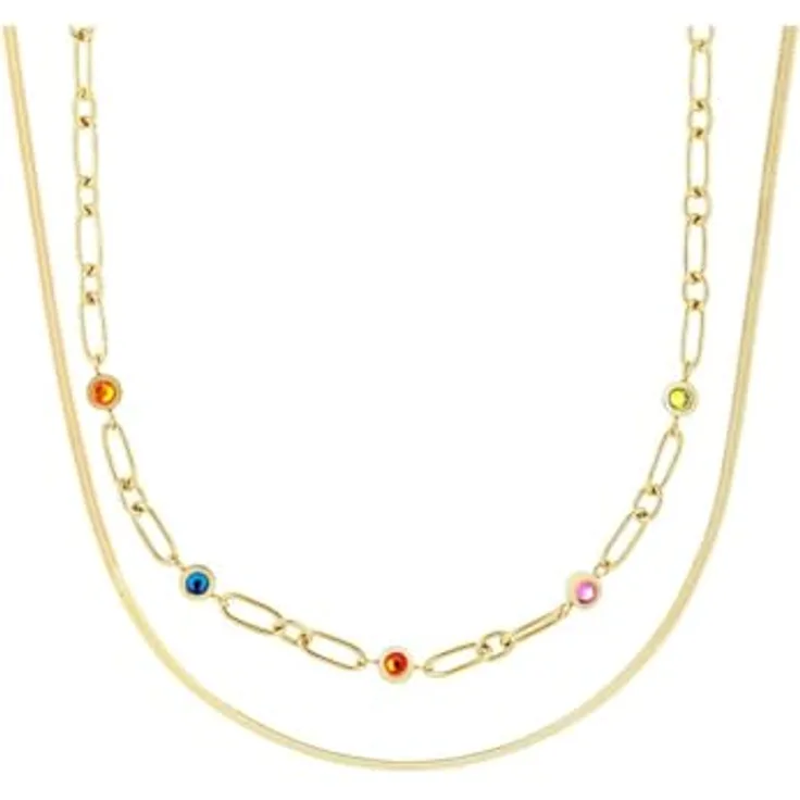 Guido Maria Kretschmer Damen-Halskette aus Edelstahl mit Kristall, One Size, zeitloses Design