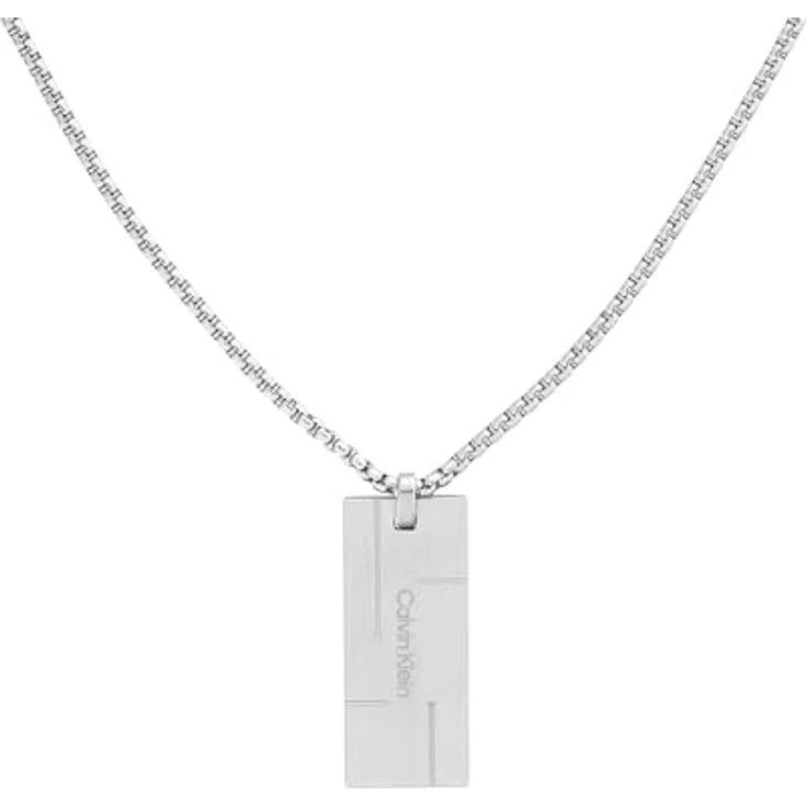 Calvin Klein GRID, Herren-Halskette aus gebürstetem Edelstahl, 61 cm, mit graviertem Logo und Karabinerverschluss – Bild 2