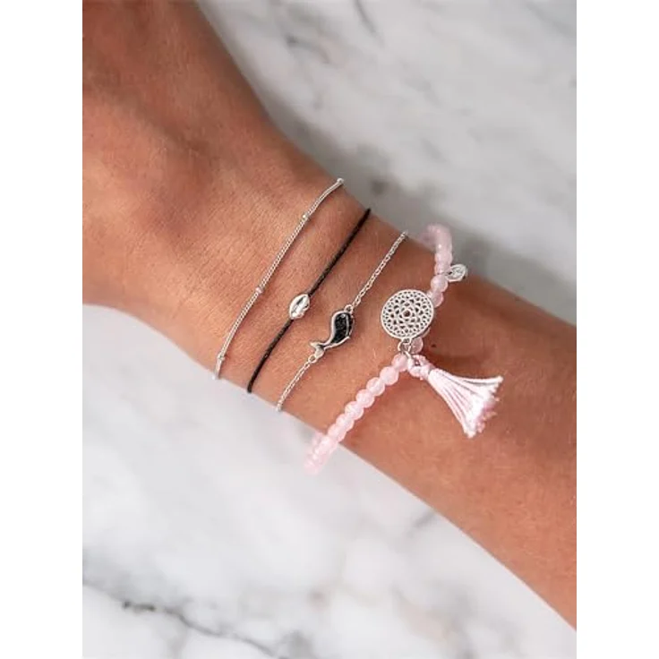 GLANZSTÜCKE MÜNCHEN Damen-Armband Wal, 925er Sterlingsilber, rhodiniert, 17 + 3 cm, Ankerkettchen mit Anhänger, Freundschaftsarmband – Bild 2
