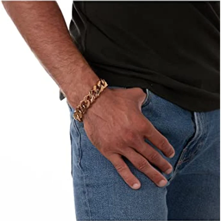 FAVS Herren-Armband Edelstahl, 20 cm Länge, 1,6 cm Breite, 5 mm Stärke, in Geschenkbox – Bild 3