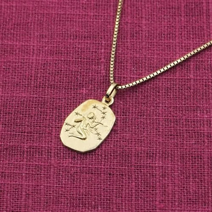trendor Jungfrau Sternzeichen Anhänger Gold 333 mit vergoldeter Silberkette 40 cm, poliertes Motiv auf mattiertem Hintergrund – Bild 3