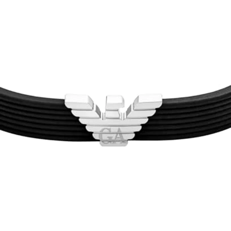 Emporio Armani Herrenarmband aus Leder und Edelstahl, Karabiner-, Schieber- oder Druckknopfverschluss, Holzkohle Schwarz – Bild 4