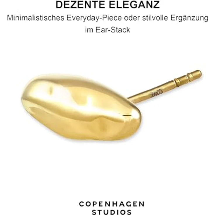 COPENHAGEN STUDIOS Organics Mini Studs, gold, Damen-Ohrstecker aus poliertem Edelstahl mit 14K Vergoldung, wasserfest & hautfreundlich, organisches Design – Bild 5