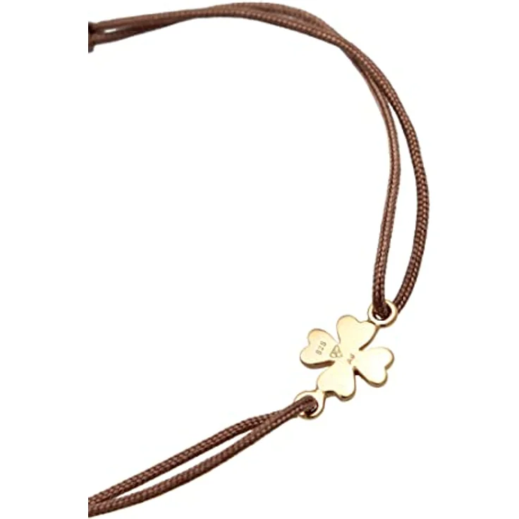 Elli Armband Damen Kleeblatt Anhänger Glück, 925 Sterling Silber vergoldet mit Nylon, anlaufgeschützt, handgefertigt – Bild 4