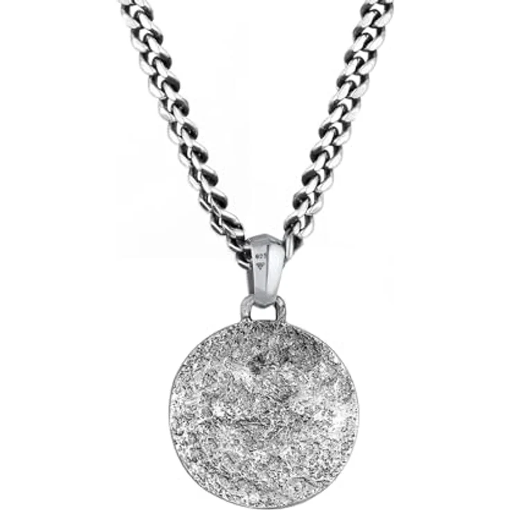 Kuzzoi Herren Halskette Kompass Windrose 925 Sterling Silber oxidiert, Panzerkette 50cm mit Anhänger 34mm – Bild 4