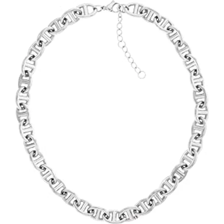 Tommy Hilfiger Jewelry Damen Gliederhalskette aus Edelstahl mit Emaille-Details, 406 mm + 50 mm Verlängerung, Nautisch inspiriert
