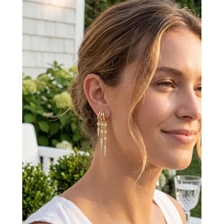 MUMREUES Ohrringe Gold Damen Hängend, 14K vergoldete Ohrhänger mit Zirkonia, hypoallergen, elegantes Design – Bild 2