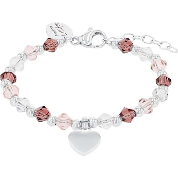 Prinzessin Lillifee Armband Edelstahl, Kinder Armschmuck mit bunten Glas-Steinen, 12+2 cm, Silber, Herz-Motiv, in Geschenkbox, 2034005 – Bild 1