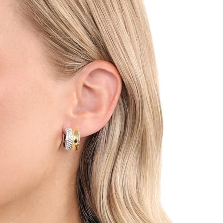 JOOP! Creolen Damen Ohrschmuck aus Edelstahl mit Zirkonia-Steinen, Silber, 15 mm, in Schmuck Geschenk Box – Bild 2
